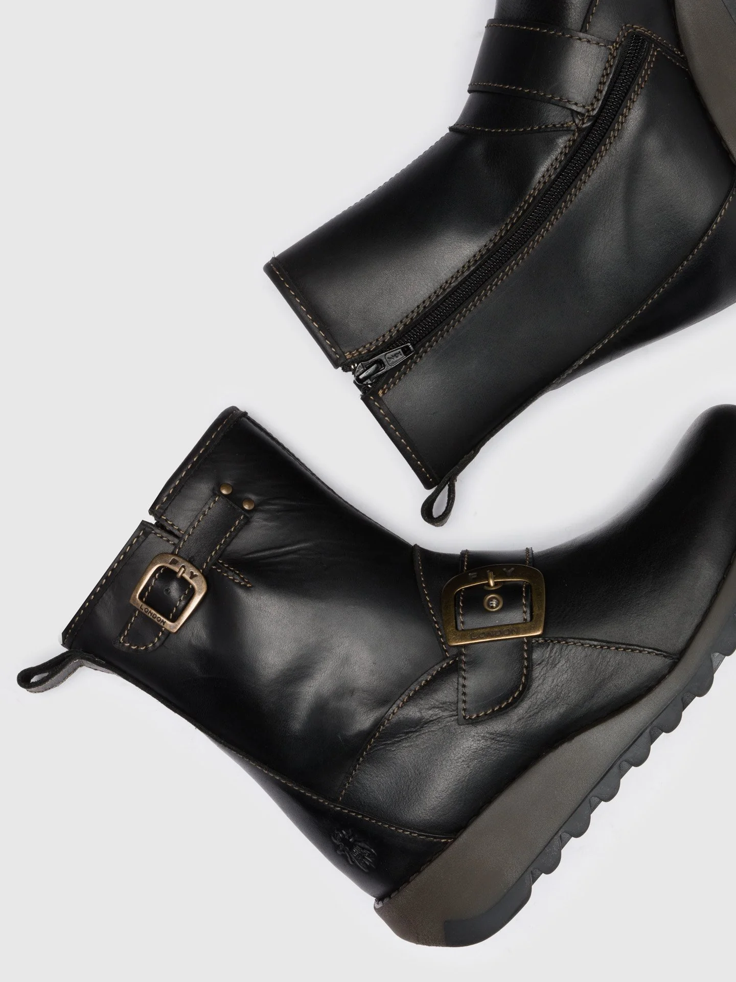 Buckle Ankle Boots SINO525FLY BLACK - Image 4