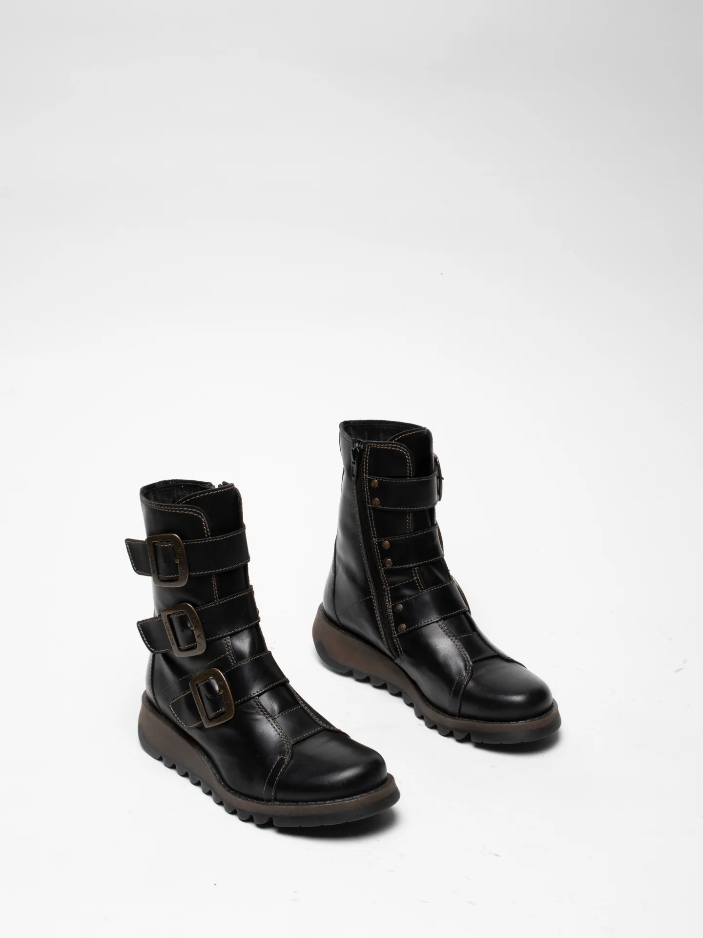 Black Leather Buckle Ankle Boots - Image 2
