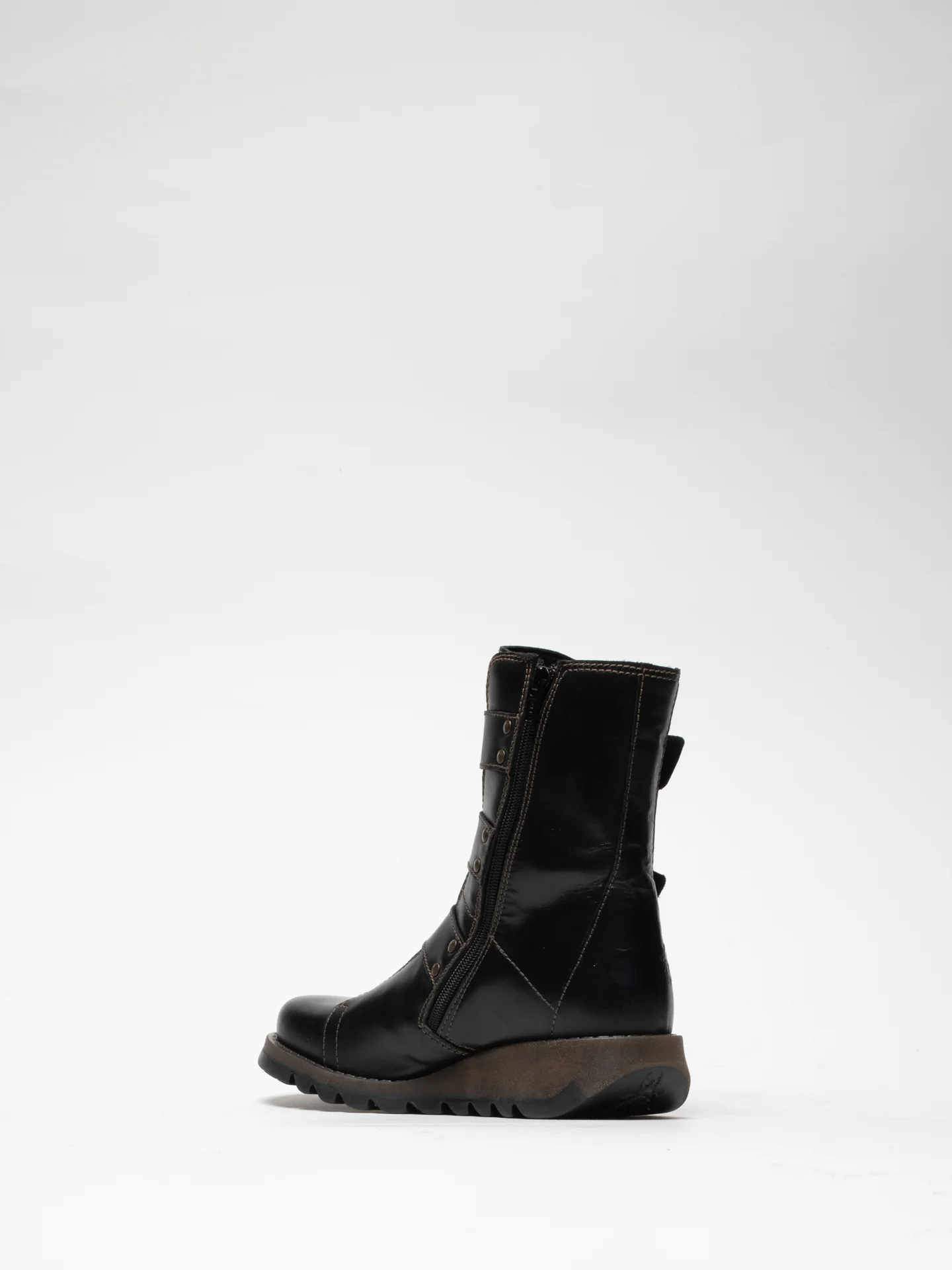 Black Leather Buckle Ankle Boots - Image 3