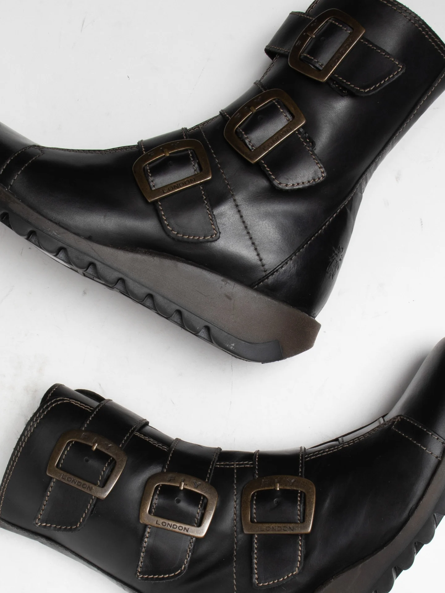 Black Leather Buckle Ankle Boots - Image 4