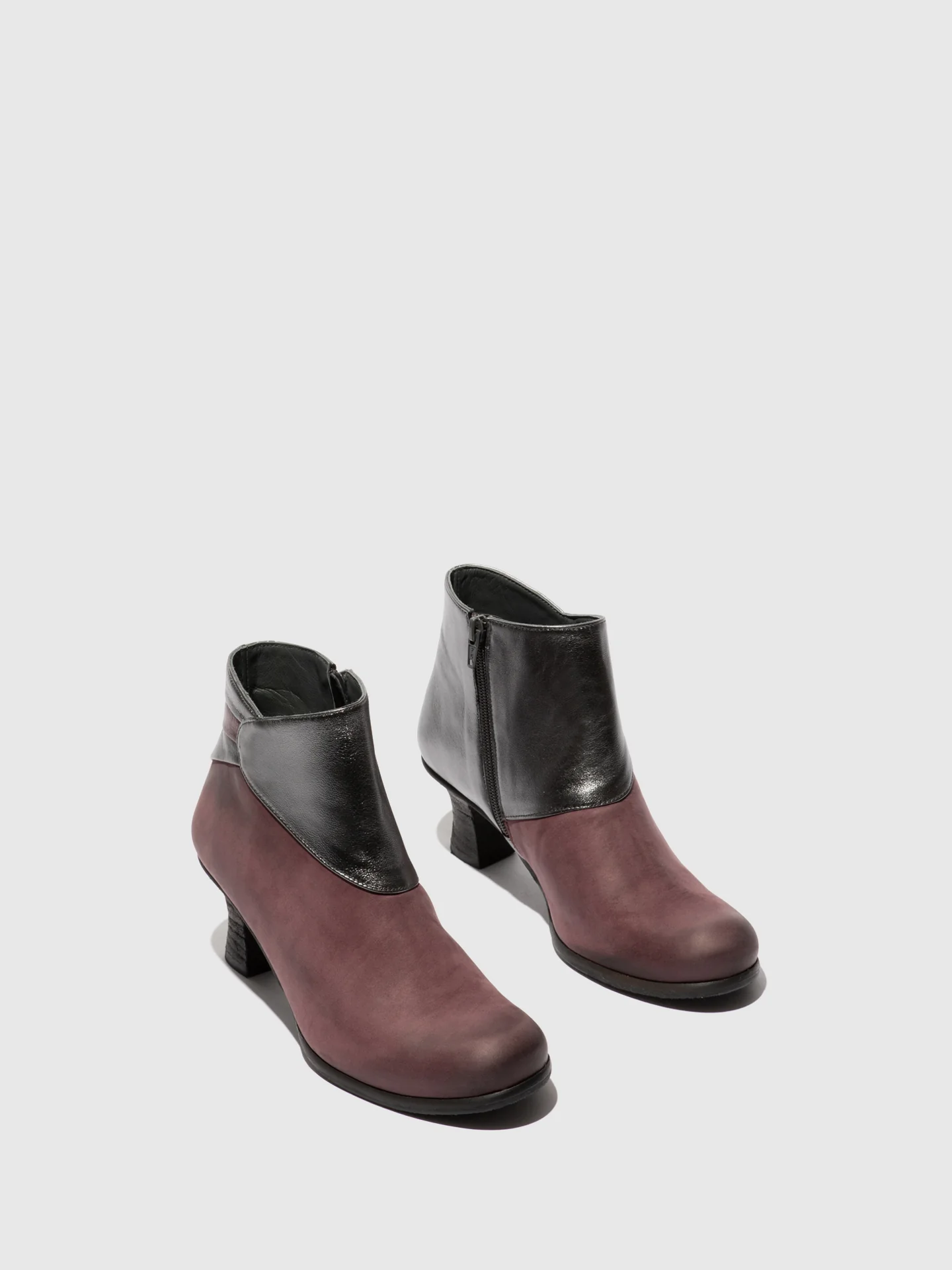 Zip Up Ankle Boots BRAL162FLY BURGUNDY/BURGUNDY/GRAPHITE - Image 2