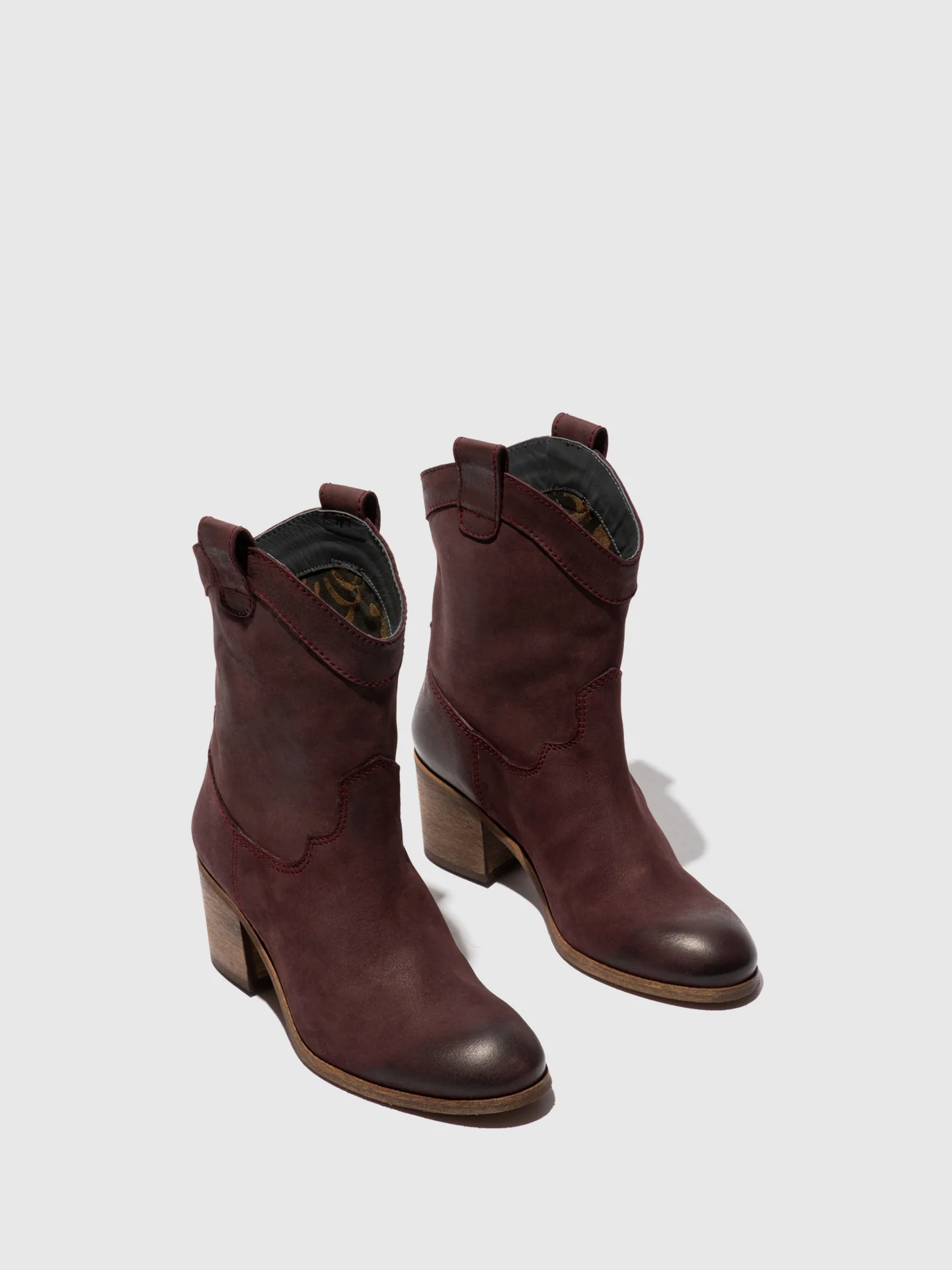 Zip Up Ankle Boots DAXI166FLY BURGUNDY - Image 2