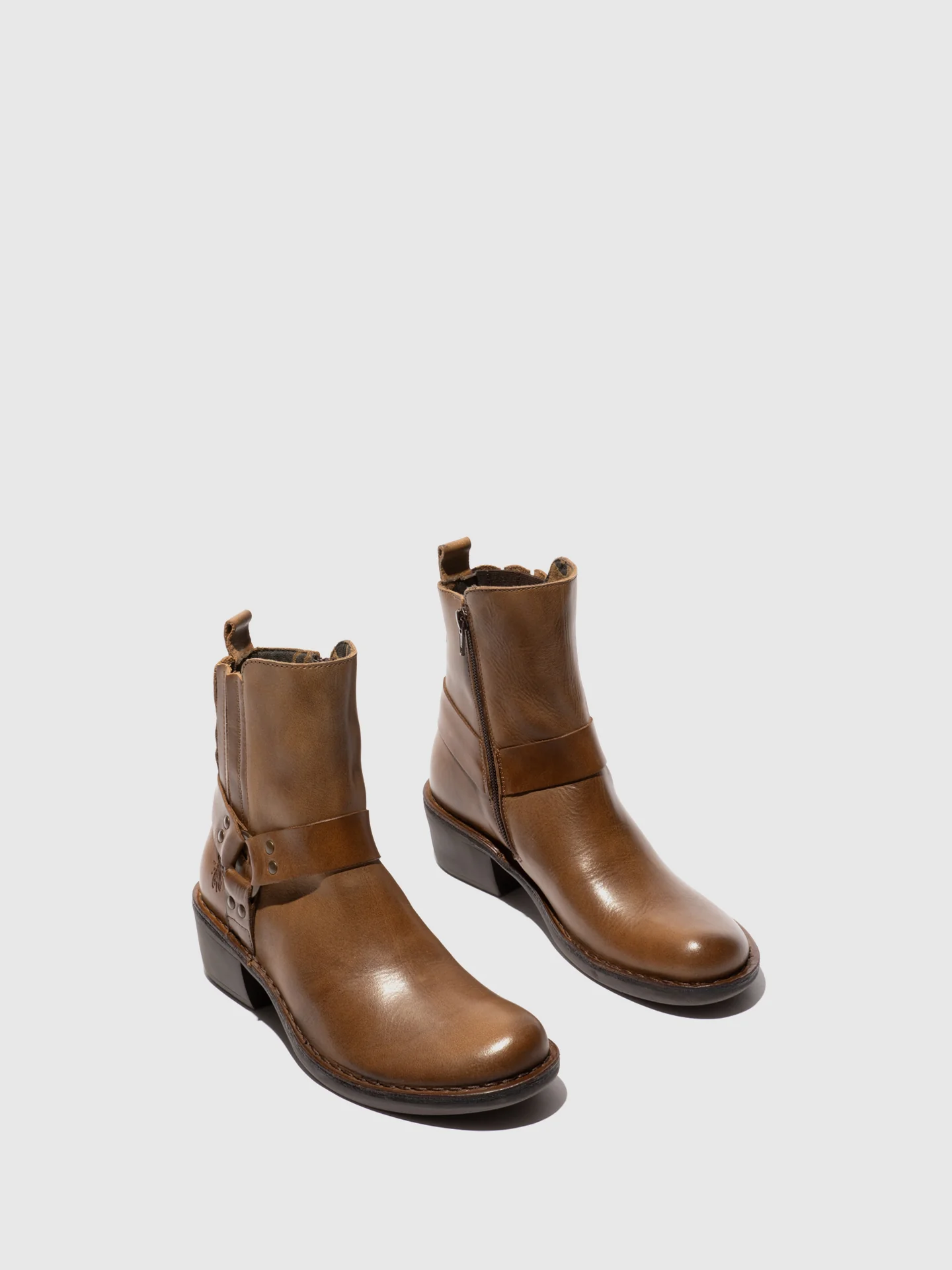 Zip Up Ankle Boots MEBI123FLY CAMEL - Image 2