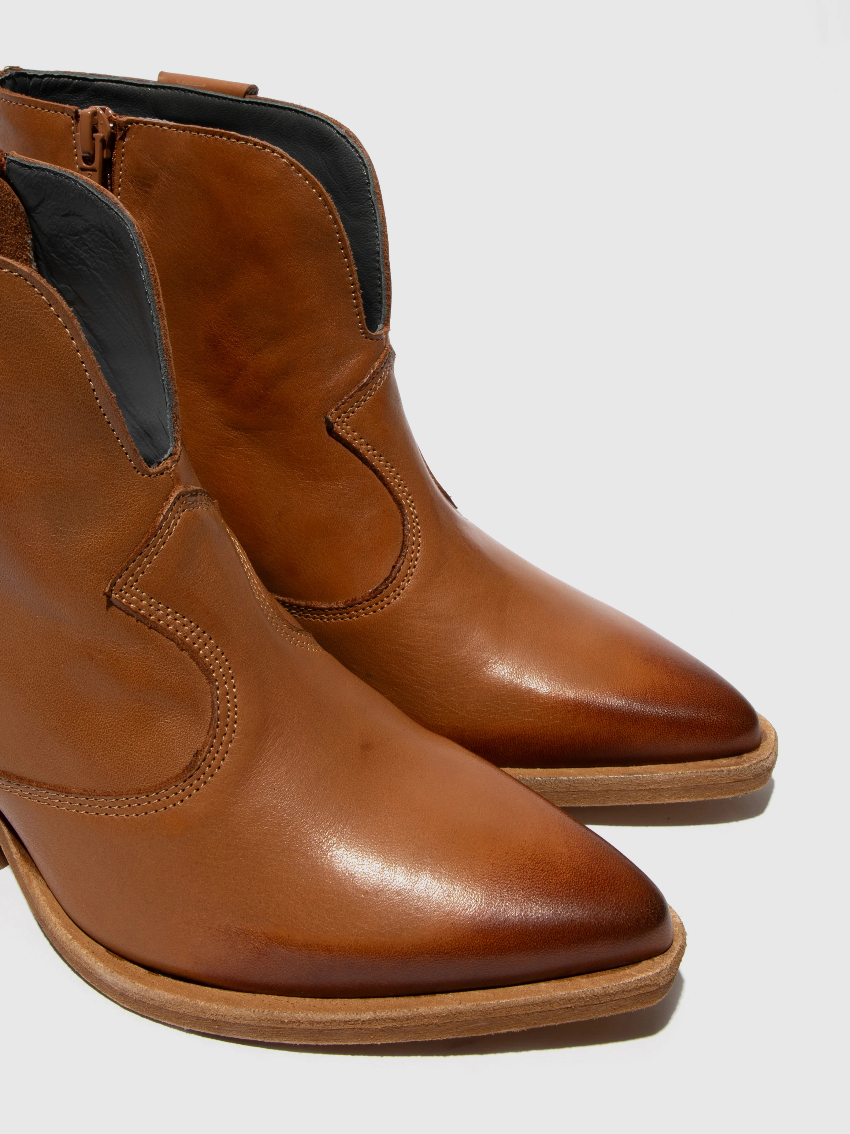 Zip Up Ankle Boots WAXI185FLY CAMEL - Image 4