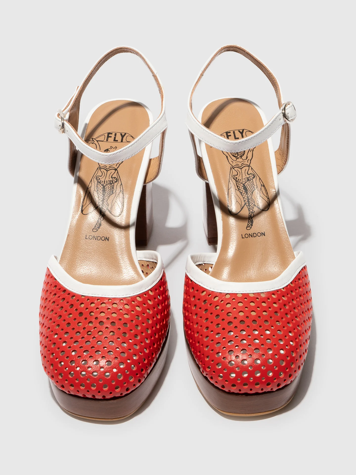 Sling-Back Sandals ELZA241FLY DK.RED/WHITE - Image 4