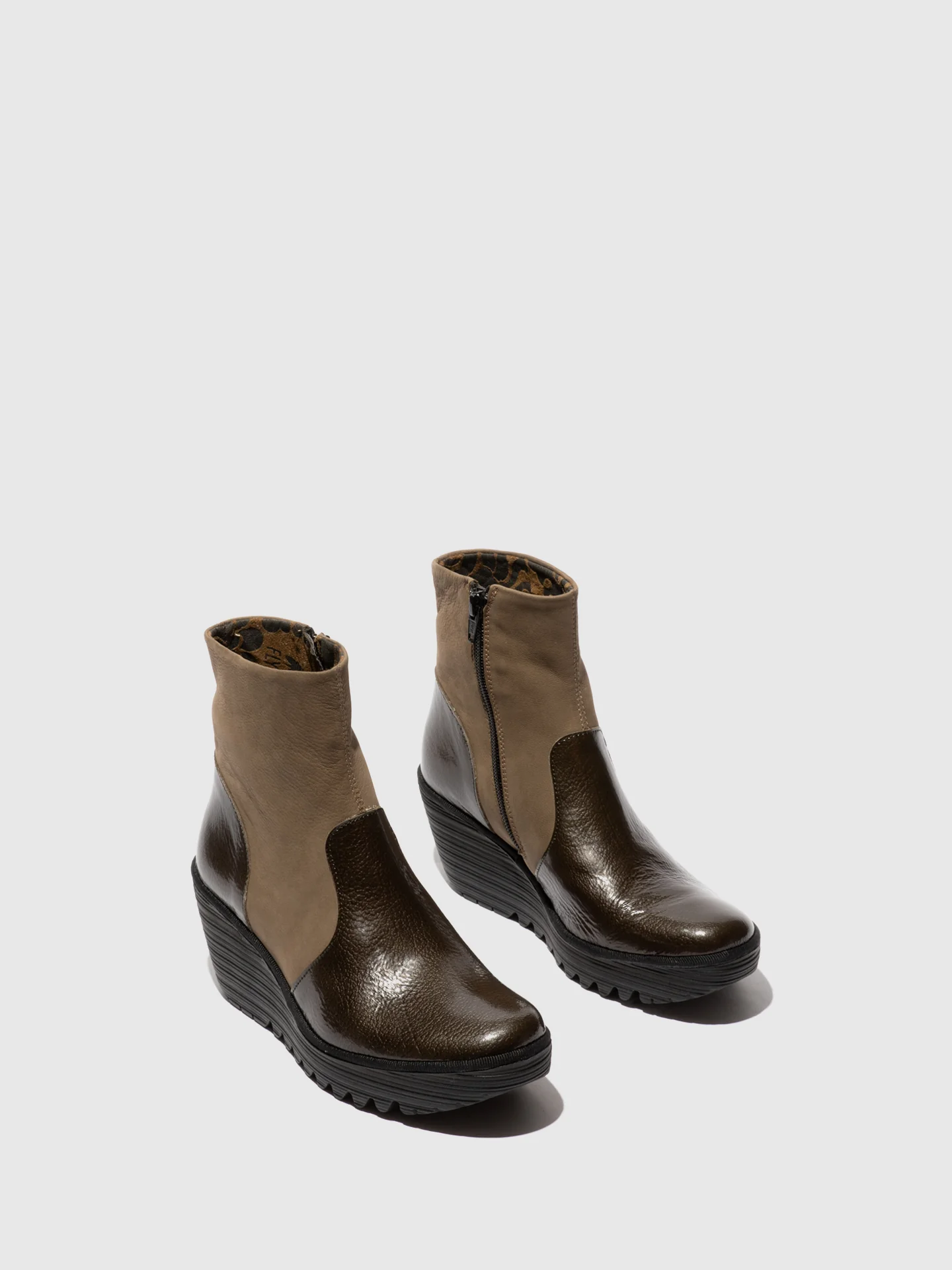 Zip Up Ankle Boots YUXI506FLY GREEN/KHAKI - Image 2