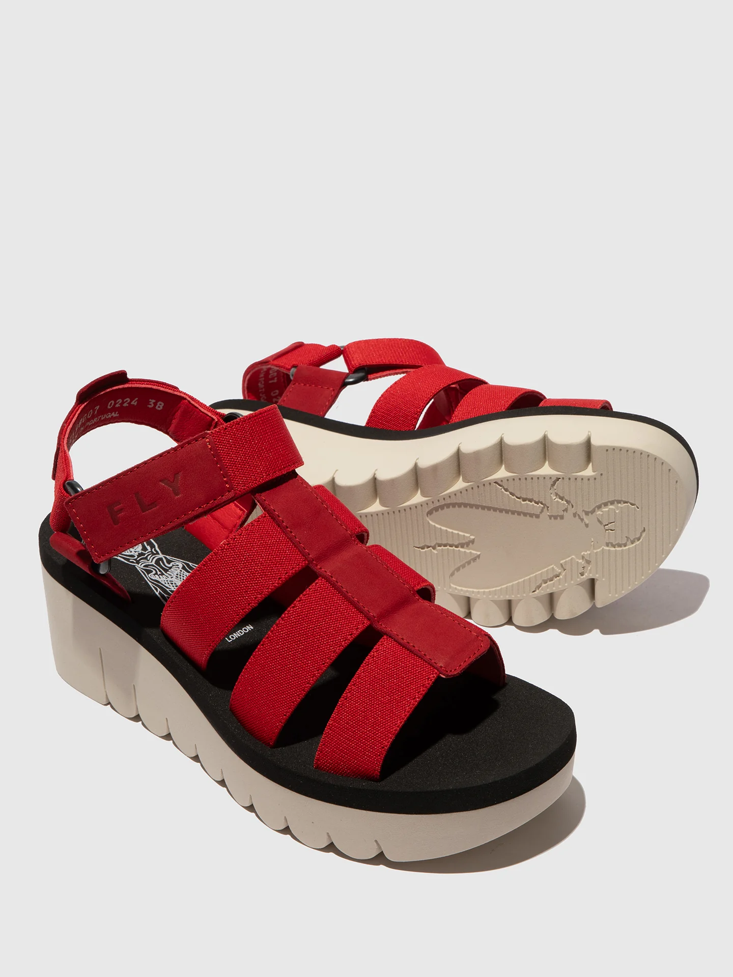 Strappy Sandals YOJI198FLY LIPSTICK RED/LIPSTICK RED/BLACK - Image 4