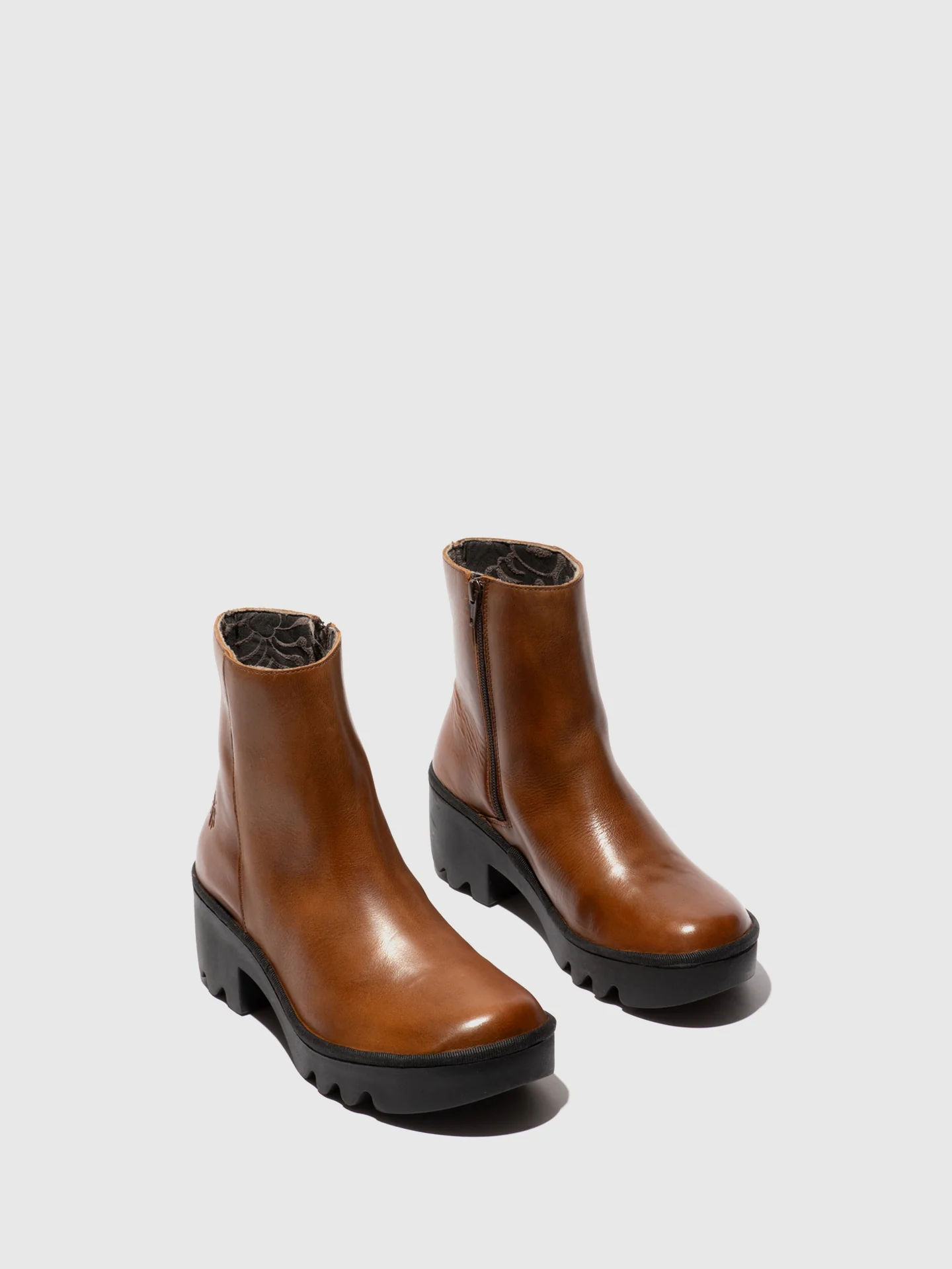 Zip Up Ankle Boots TOOR513FLY MID. BROWN - Image 2