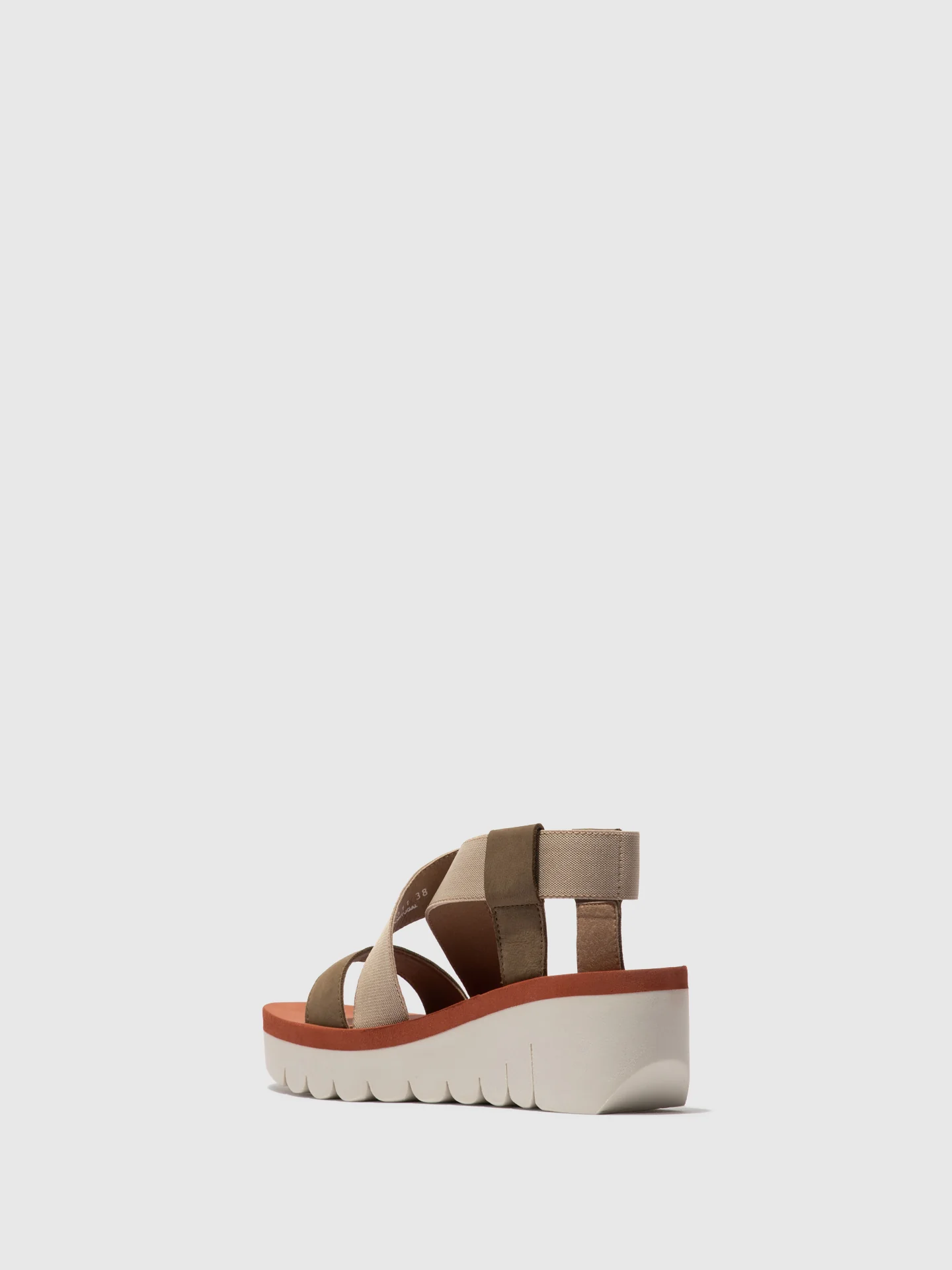 Sling-Back Sandals YABI922FLY MILITARY/BEIGE/BRICK - Image 3