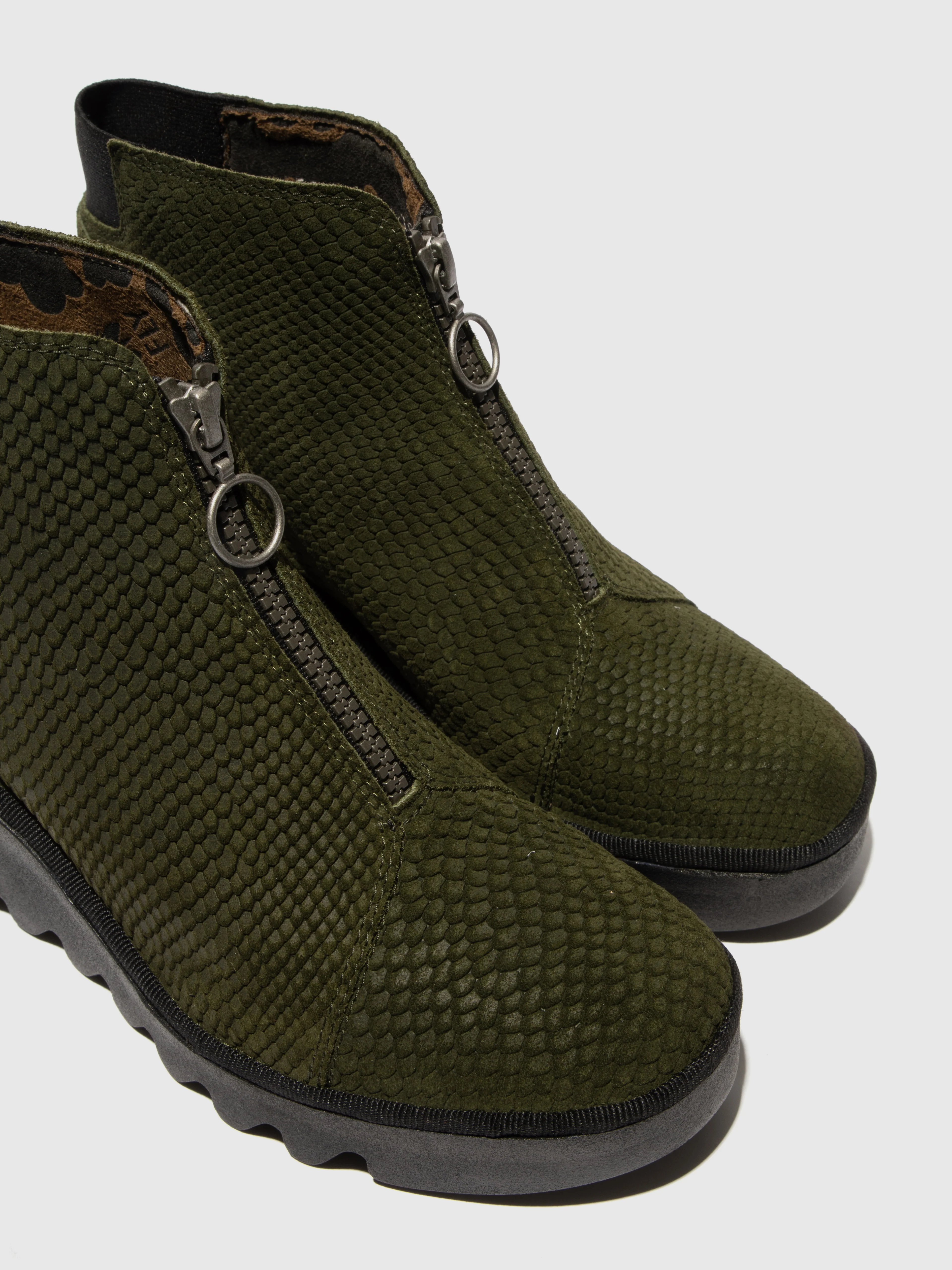 Zip Up Ankle Boots BAAZ537FLY MILITARY - Image 4