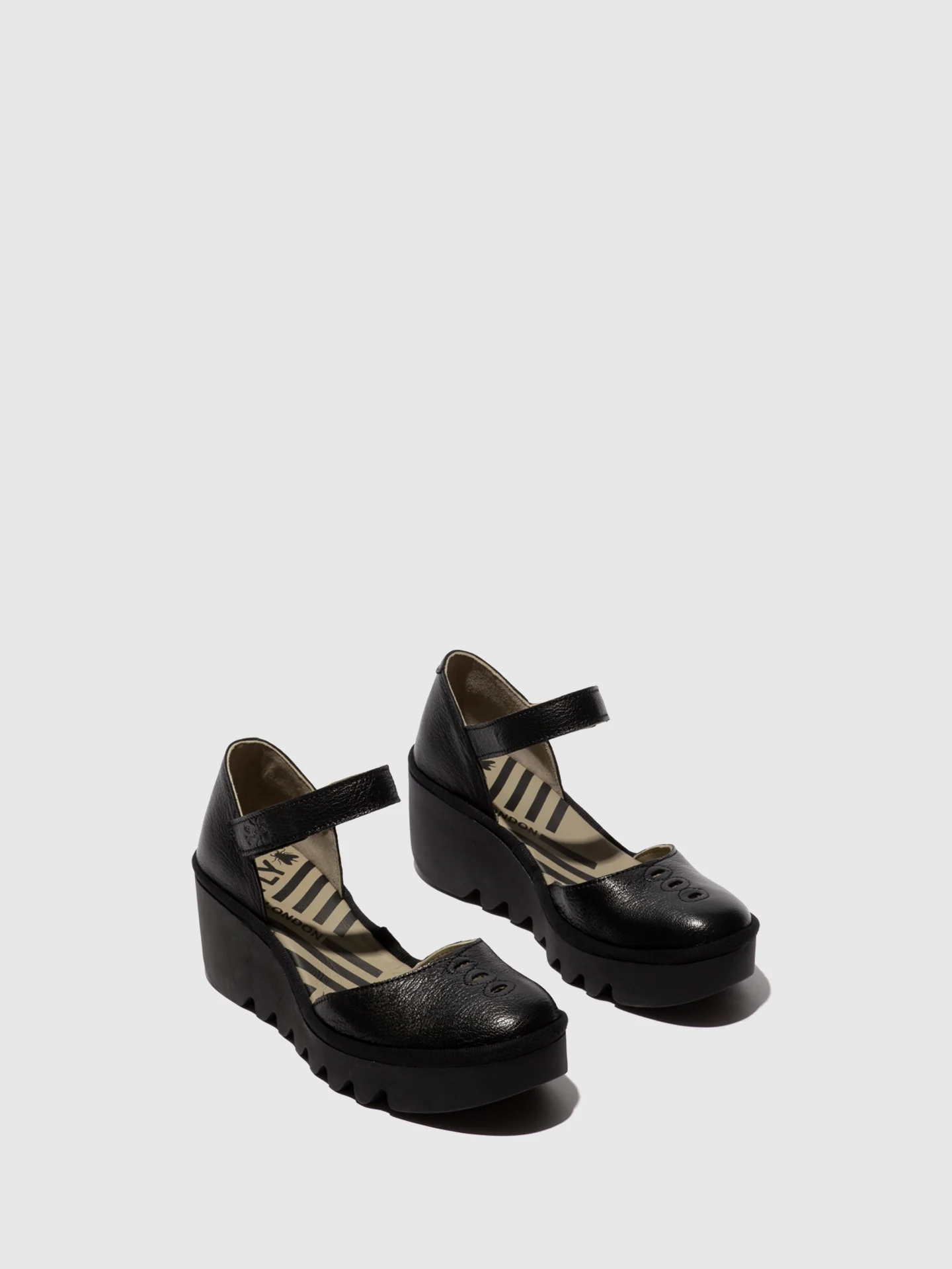 Ankle Strap Sandals BISO305FLY MOUSSE BLACK/BLACK SOLE - Image 2
