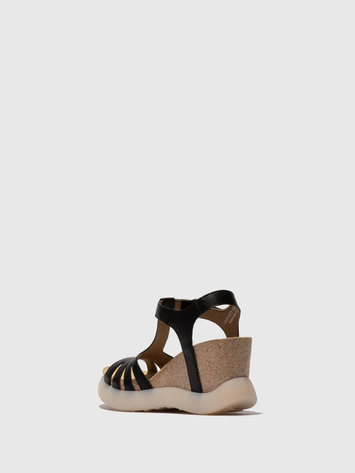 T-Strap Sandals GAIT959FLY Black Leather - Image 3