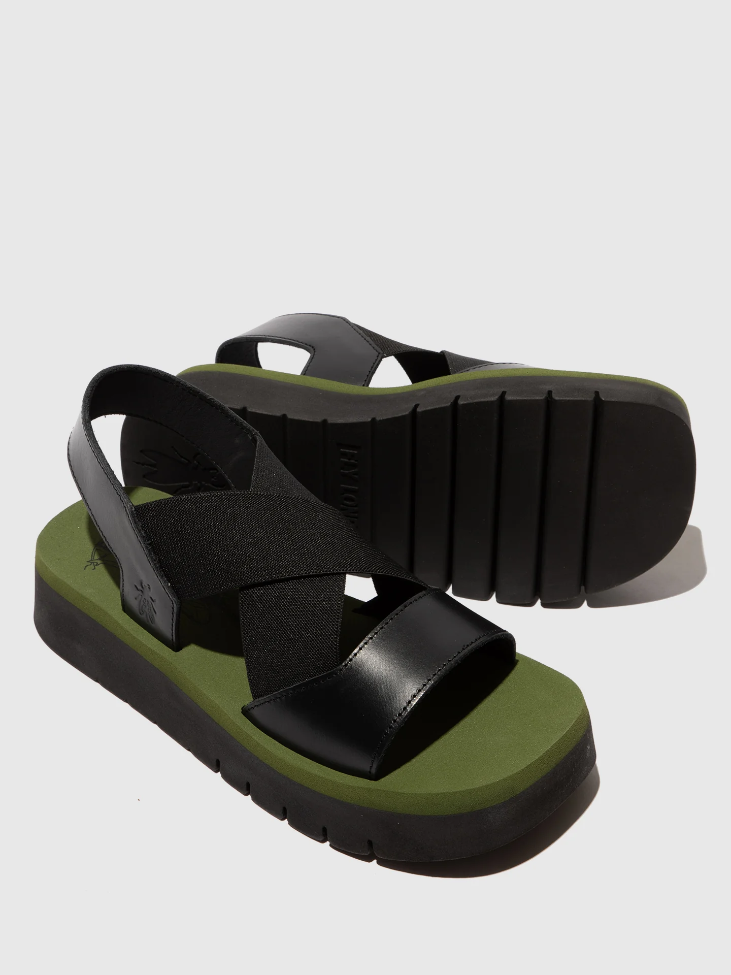 Elasticated Sandals SERK418FLY BLACK/BLACK/ARMY GREEN - Image 4
