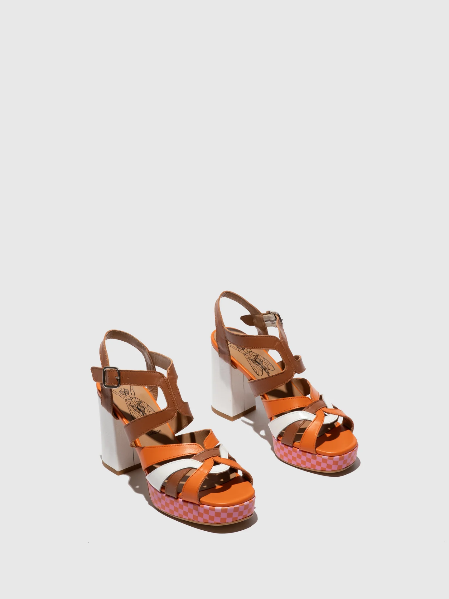 Buckle Sandals ETIR455FLY WHITE/ORANGE/CAMEL - Image 2