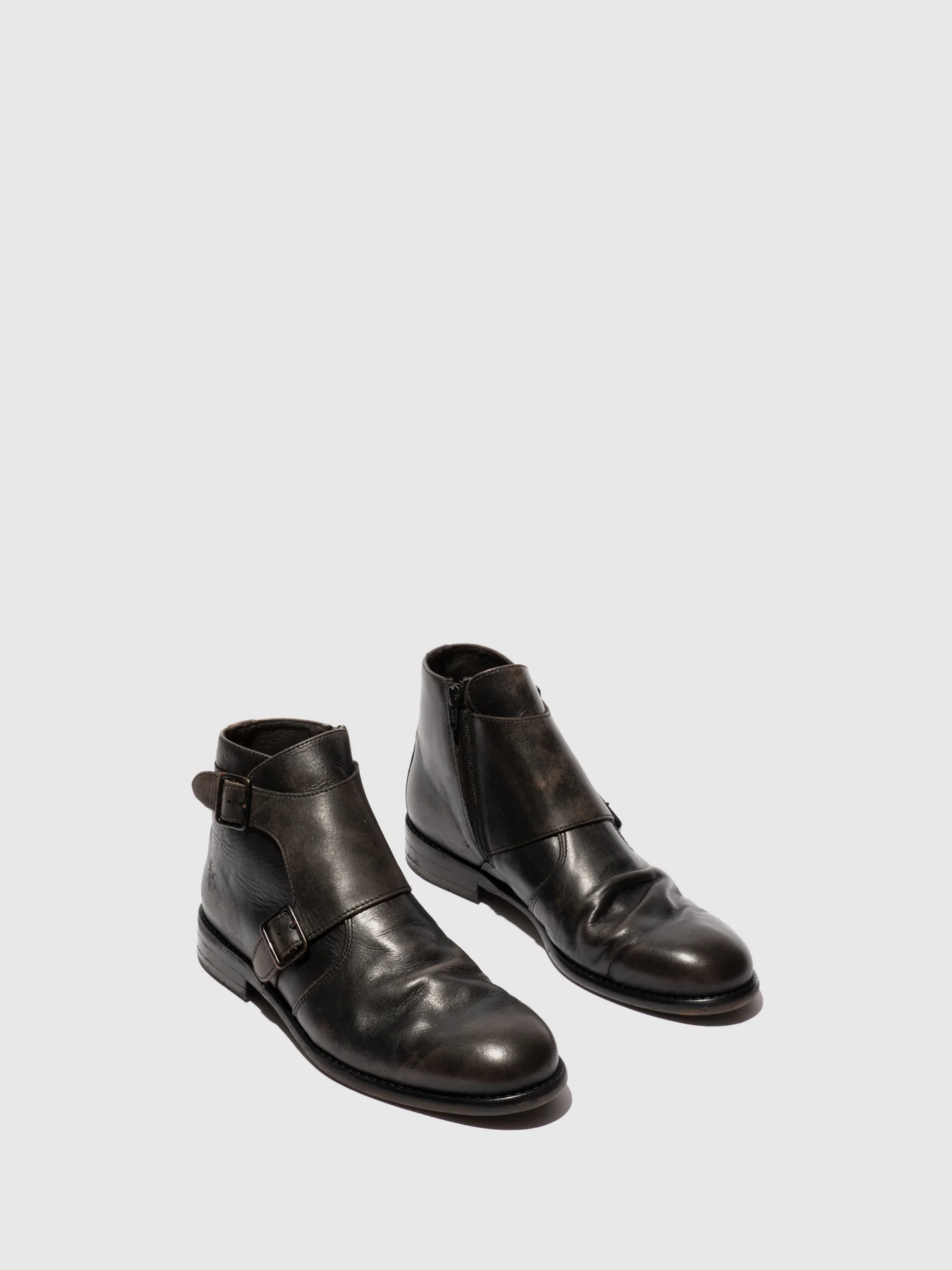 Buckle Ankle Boots WUOL142FLY WASHED BLACK - Image 2