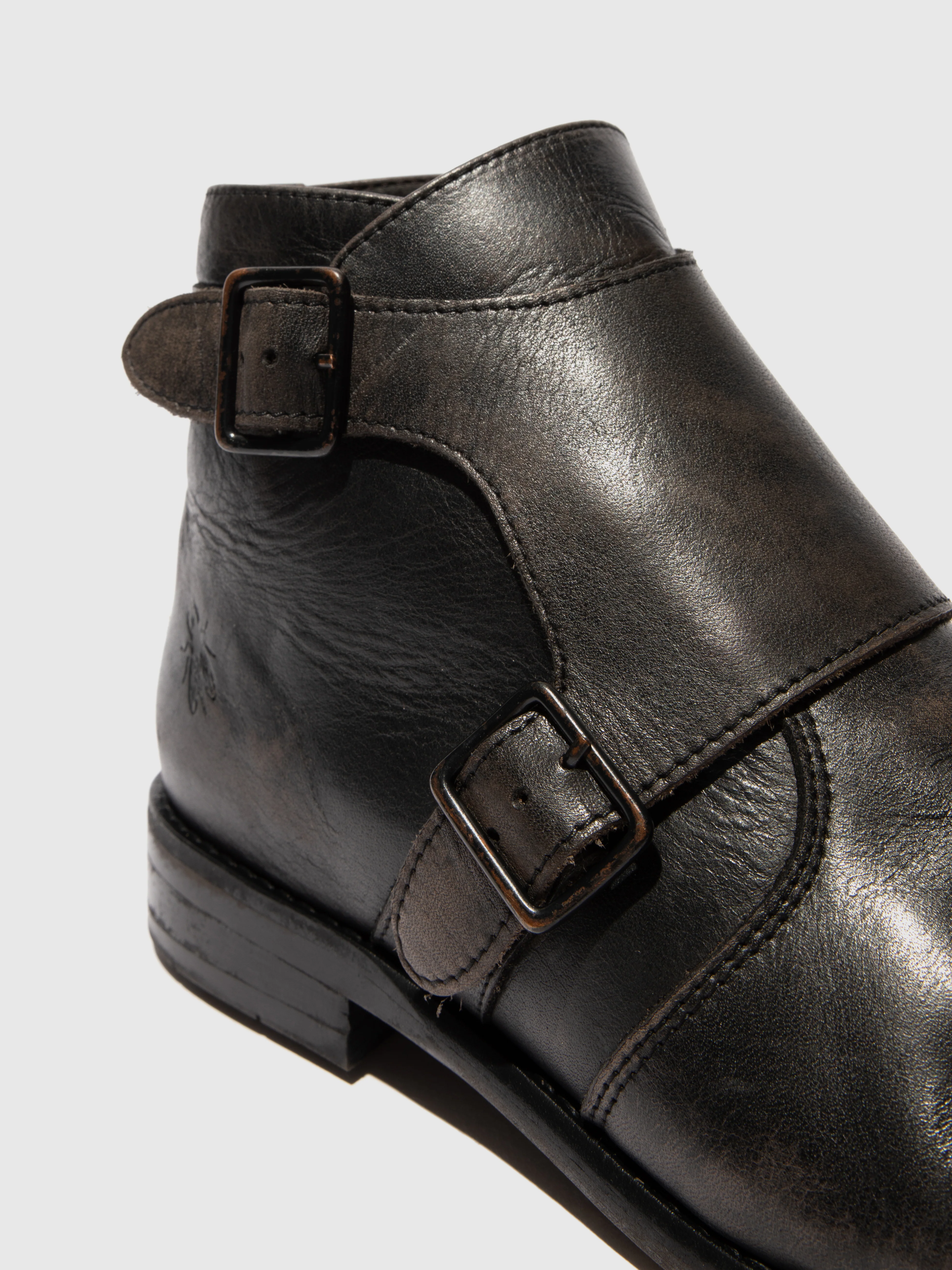 Buckle Ankle Boots WUOL142FLY WASHED BLACK - Image 4