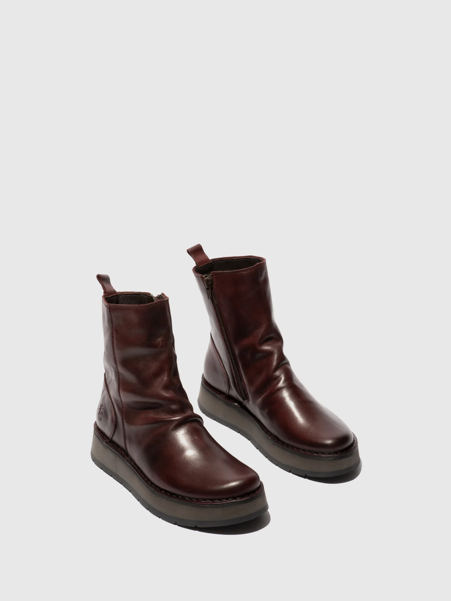Zip Up Ankle Boots RENO053FLY WINE - Image 2